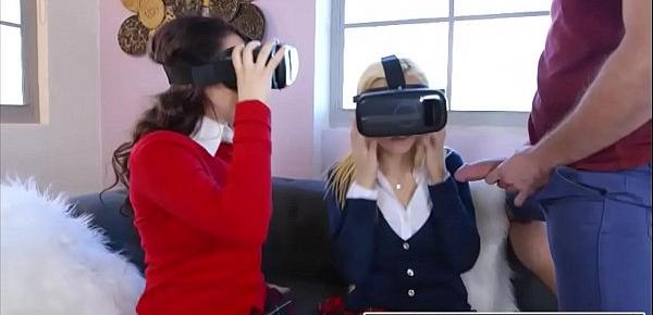  Tight teen cuties with VR box suck and fuck big hard cock